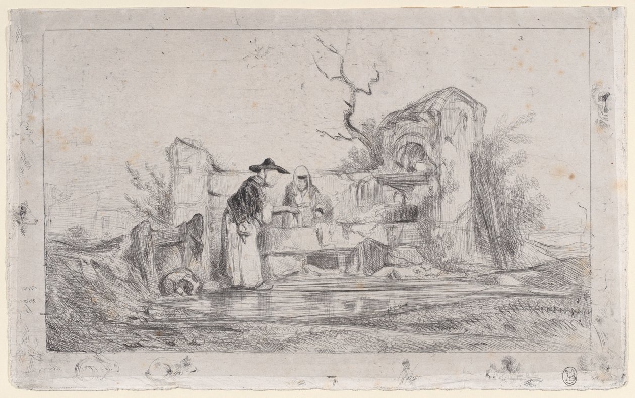 Vaskekvinnene, 1833-38. av Alexandre Gabriel Decamps