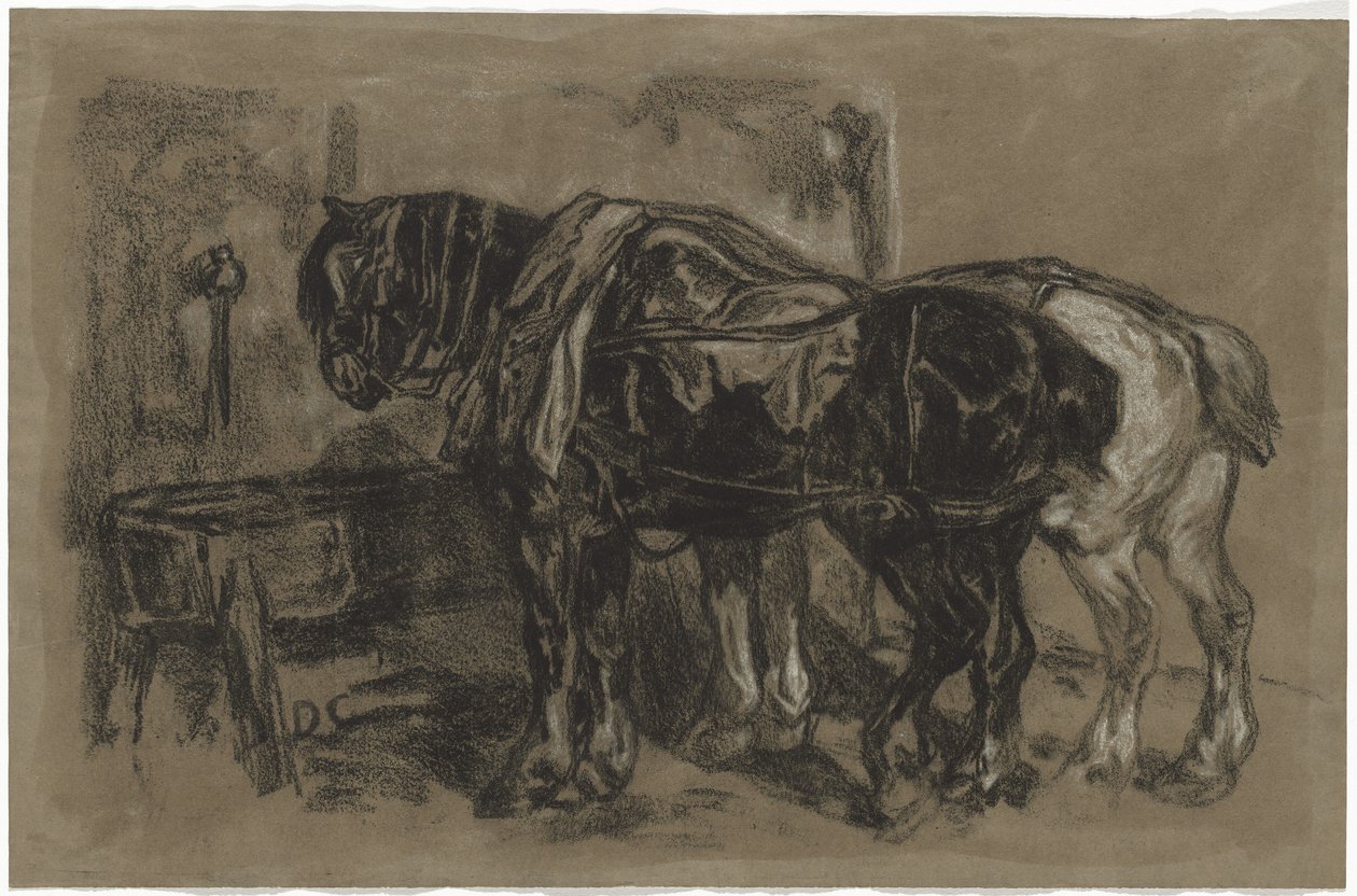 To trekkhester av Alexandre Gabriel Decamps