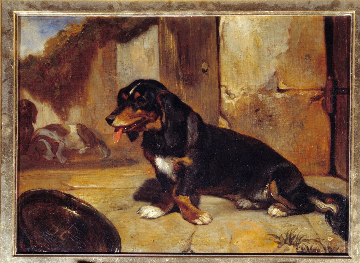 En bassethund “”Jakthunder i hvile”” Maleri av Alexandre Gabriel Decamps (1803-1860) 1834 Dim 0,48x0,35 m Paris, Louvre museum av Alexandre Gabriel Decamps