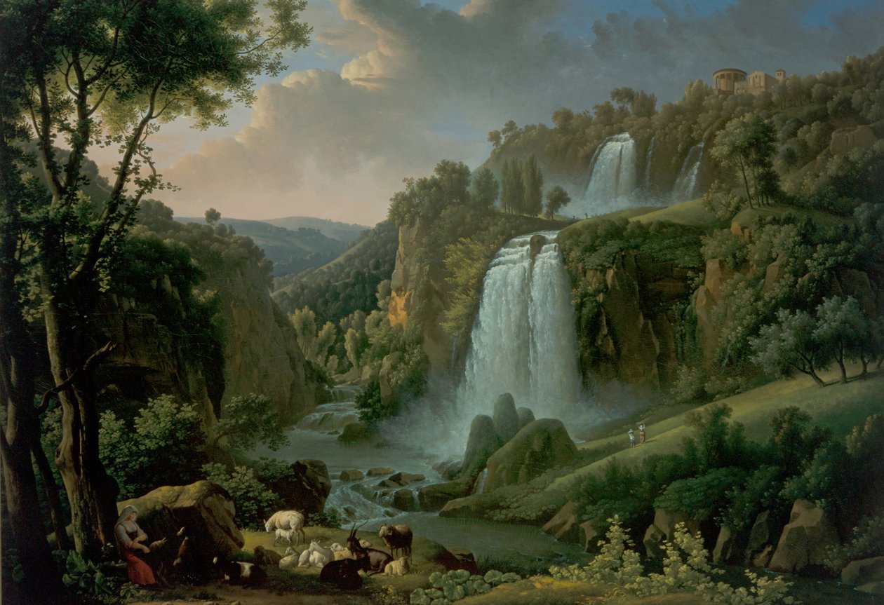 Kaskaden i Tivoli med Sibylltemplet av Alexandre Hyacinthe Dunouy