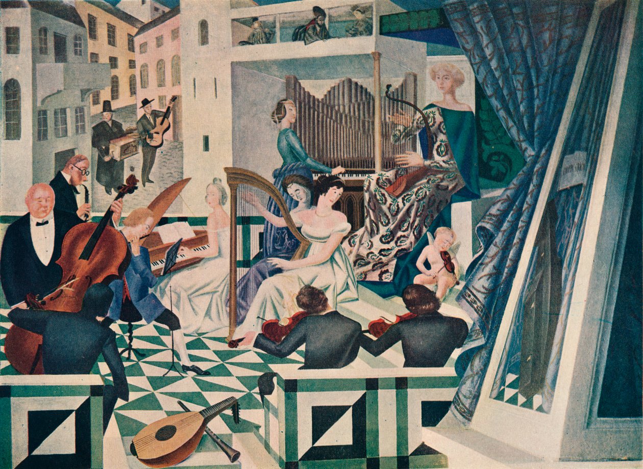 Detalj av veggdekorasjon i et konsertrom i et privat hus, c1927 av Alexandre Jacovleff