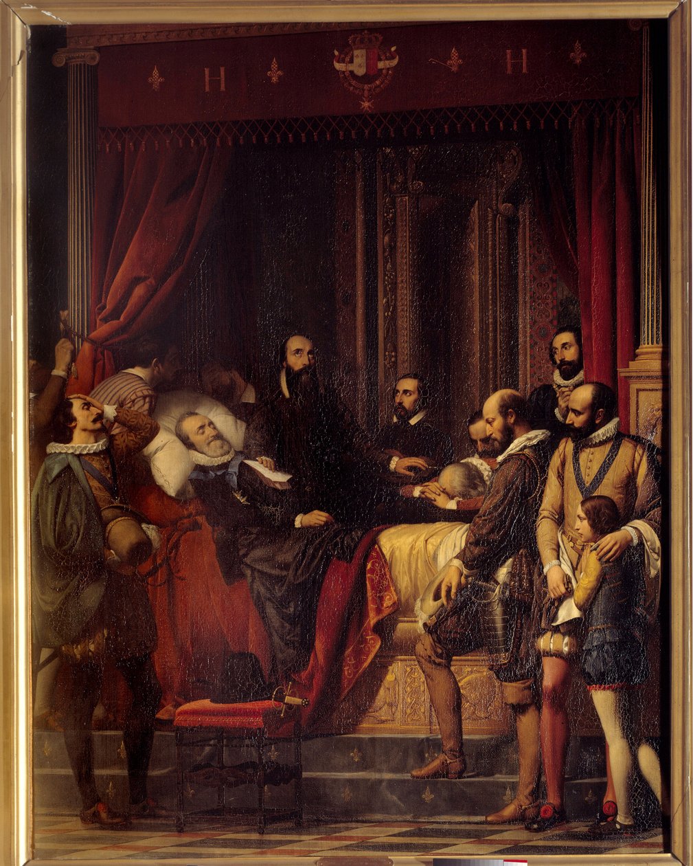 Dødsfallet til kongen av Frankrike Henry IV (1553-1610), kroppen hans er utstilt på Louvre-maleriet av Alexandre Hesse (1806-1879) av Alexandre Jean Baptiste Hesse