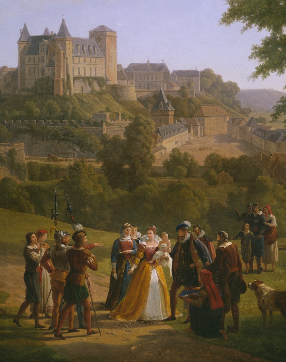 Utsikt over det kongelige slottet i Pau der kong Henri IV av Frankrike og Navarra (1553-1610) ble født 13. desember 1553 (detaljer) (se også 346175) av Alexandre Louis Robert Millin du Perreux