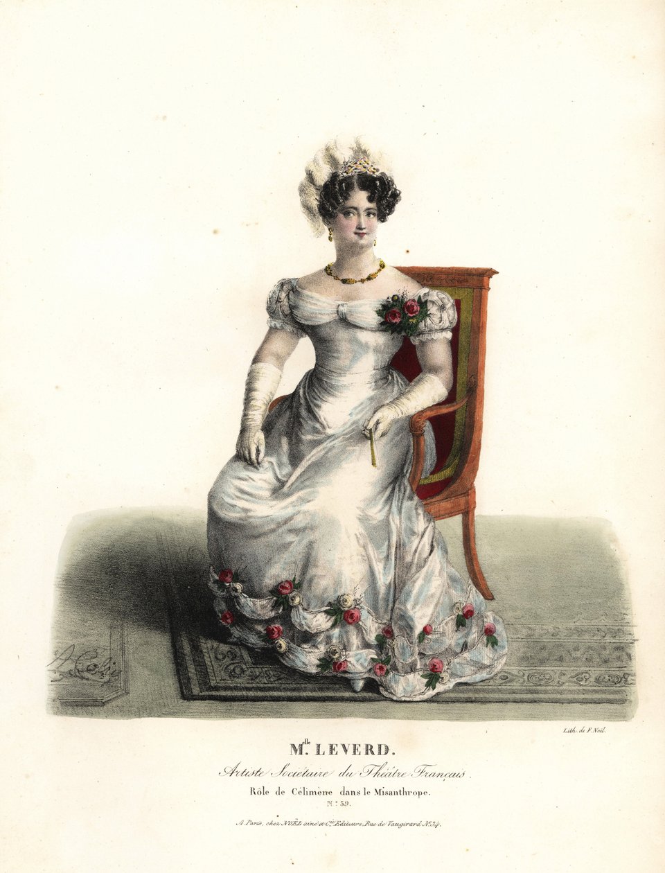 Danser og skuespiller Miss Emilie Leverd som Celimene i Le Misanthrope av Moliere, Theatre Français av Alexandre Marie Colin
