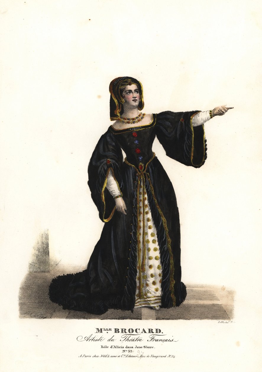 Miss Suzanne Brocard som Alicia i Jane Shore (Richard III og Jeanne Shore) av Nepumucene Lemercier, Theatre Français av Alexandre Marie Colin