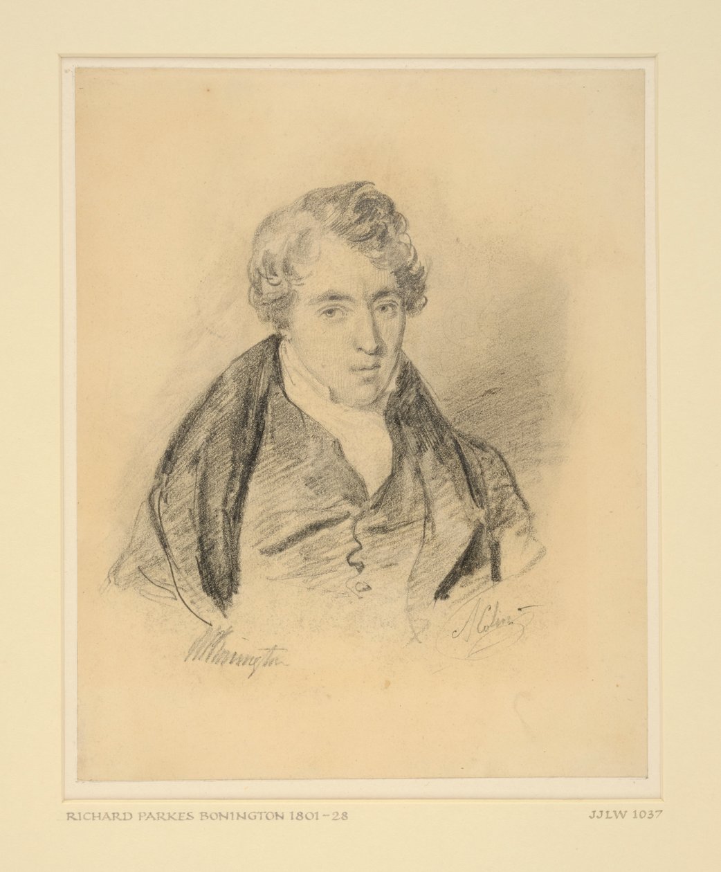 Portrett av Richard Parkes Bonington, ca. 1825-30 (myk grafitt på vevd papir) av Alexandre Marie Colin