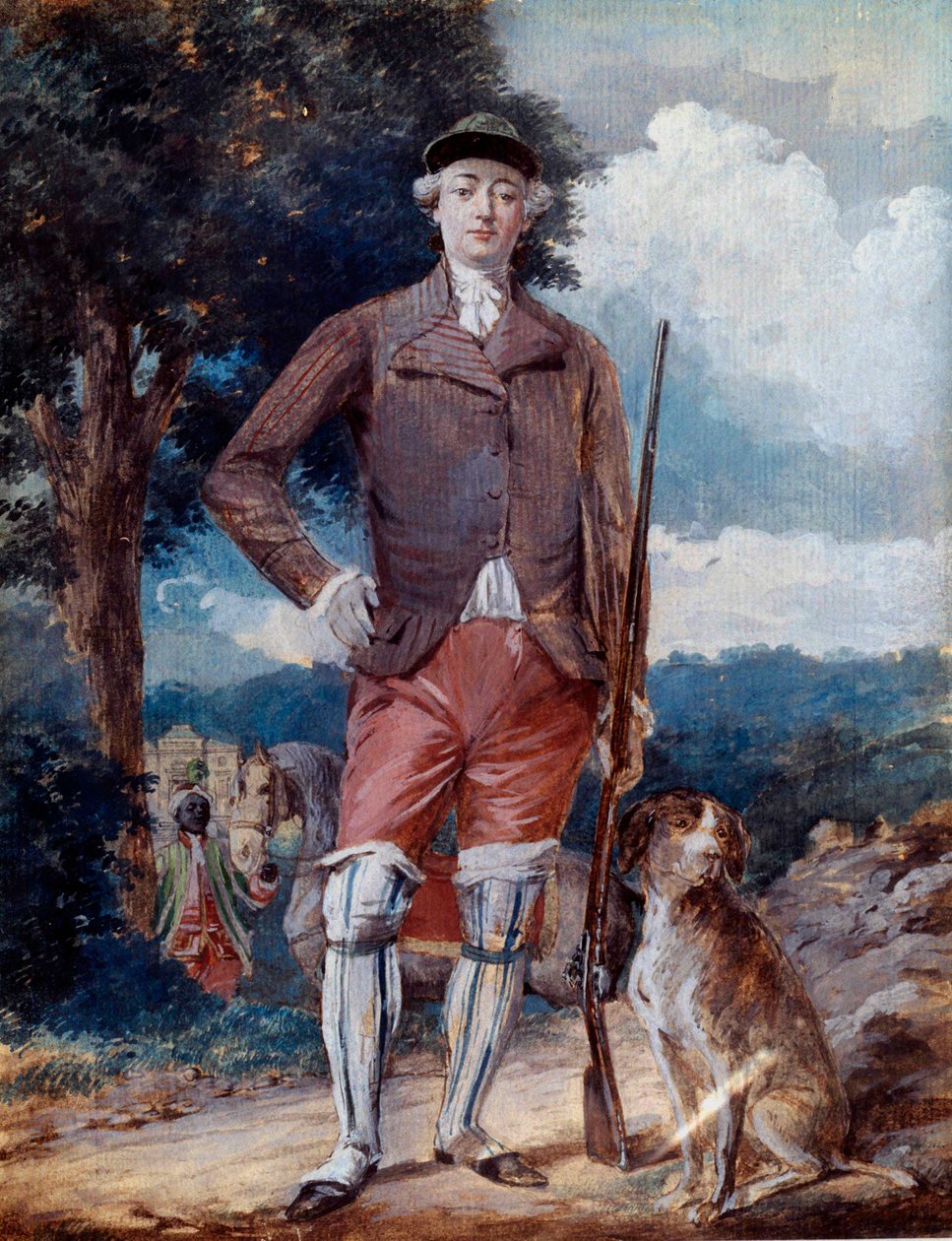 Portrett til fots av Charles-Philippe av Frankrike (1757-1836), greve av Artois, fremtidige Charles X, i jegerdrakt Akvarell av Alexandre Moitte (1750-1828) Amiens fra 1700-tallet, Musee de Picardie av Alexandre Moitte