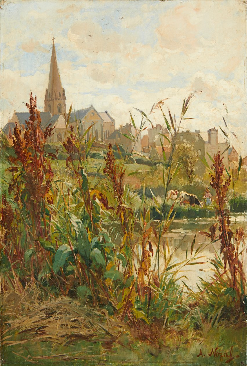 Church By the River (olje på lerret) av Alexandre Nozal