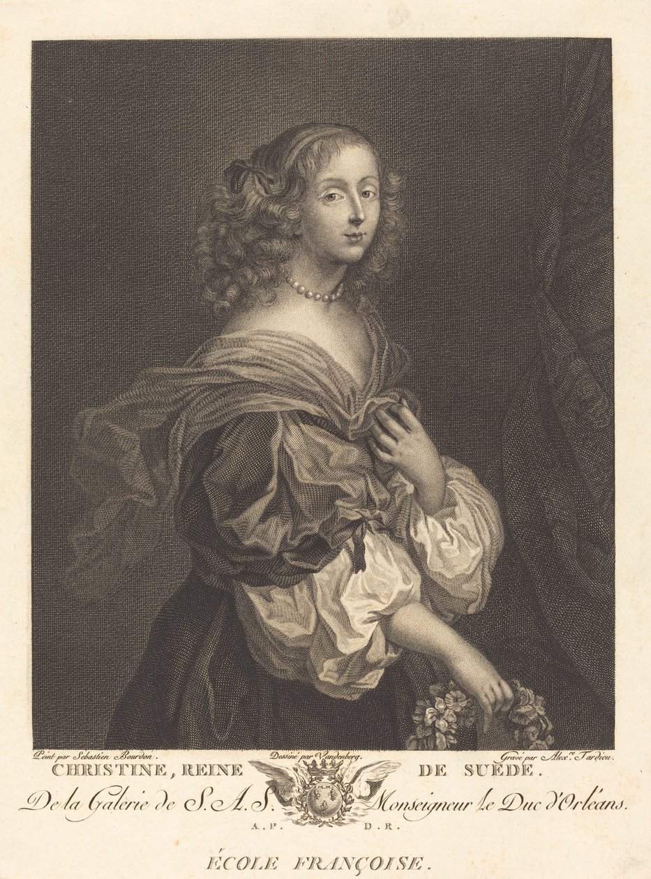 Dronning Christina av Sverige av Alexandre Tardieu after Sébastien Bourdon after Charles Auguste van den Berghe