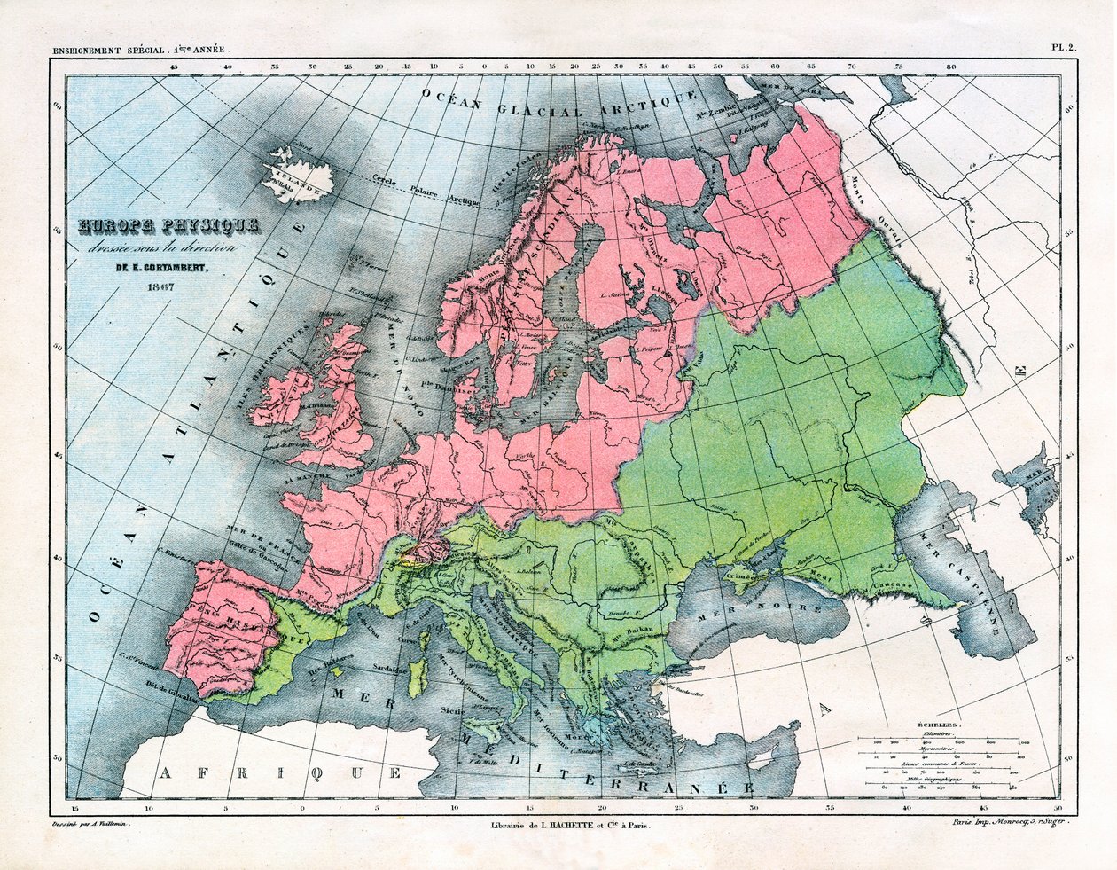 Kart over det fysiske Europa av Alexandre Vuillemin