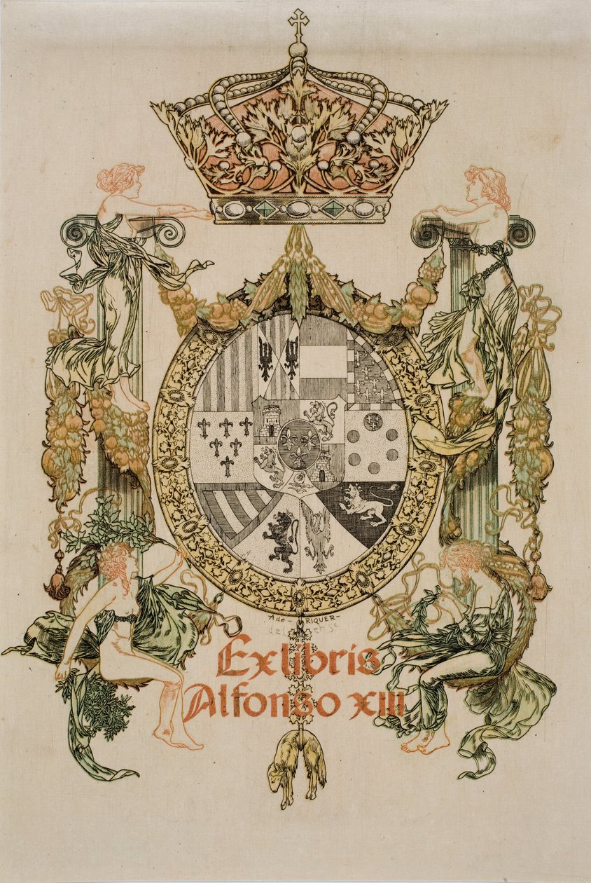 Bokplate av Alfons XIII av Alexandre de Riquer