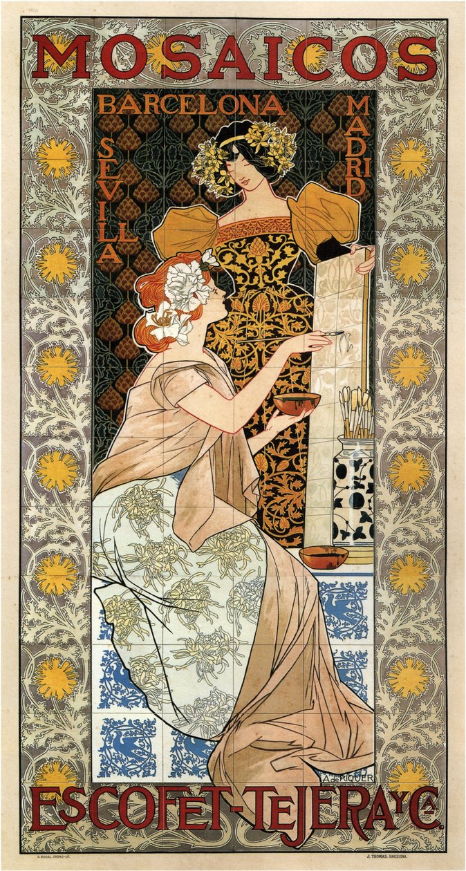 Escofet-Tejera reklamemosaikkplakat, 1900 av Alexandre de Riquer