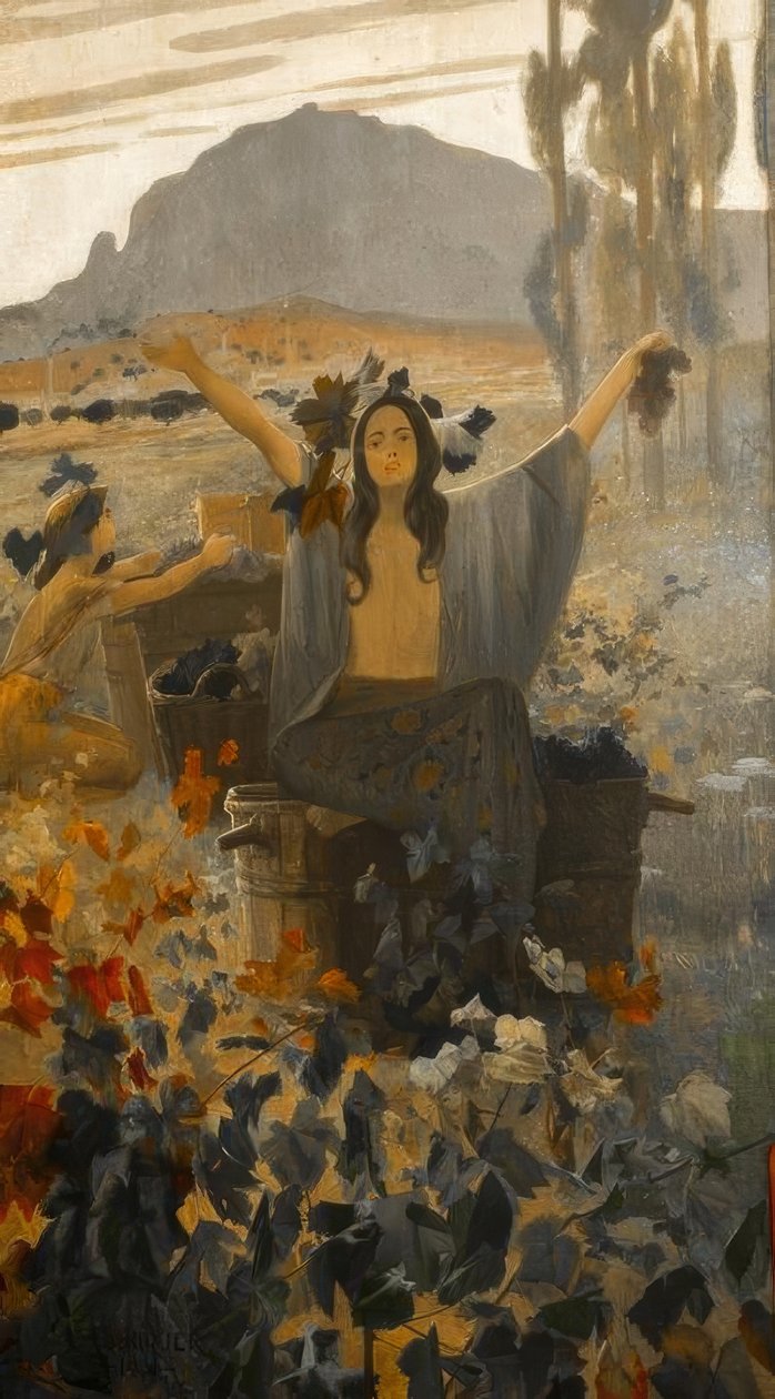 Veggmalerier (symbolister), gladhusmuseum i Sagrera, Terrassa. av Alexandre de Riquer