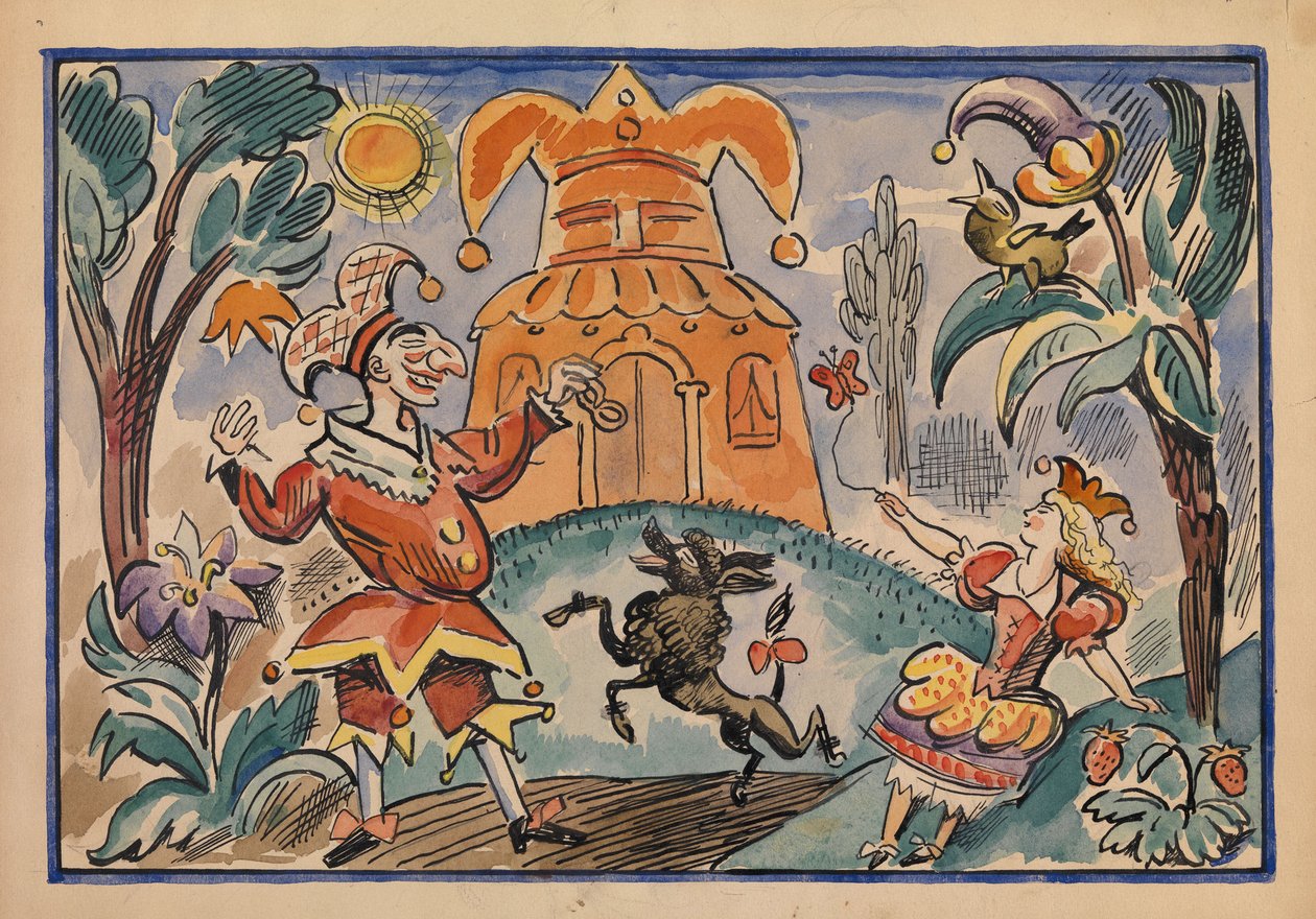 Illustrasjon for War of Petrushka og Stepka-Rastrepka av Evgeni Schwartz, 1925 av Alexei Alexandrovich Radakov