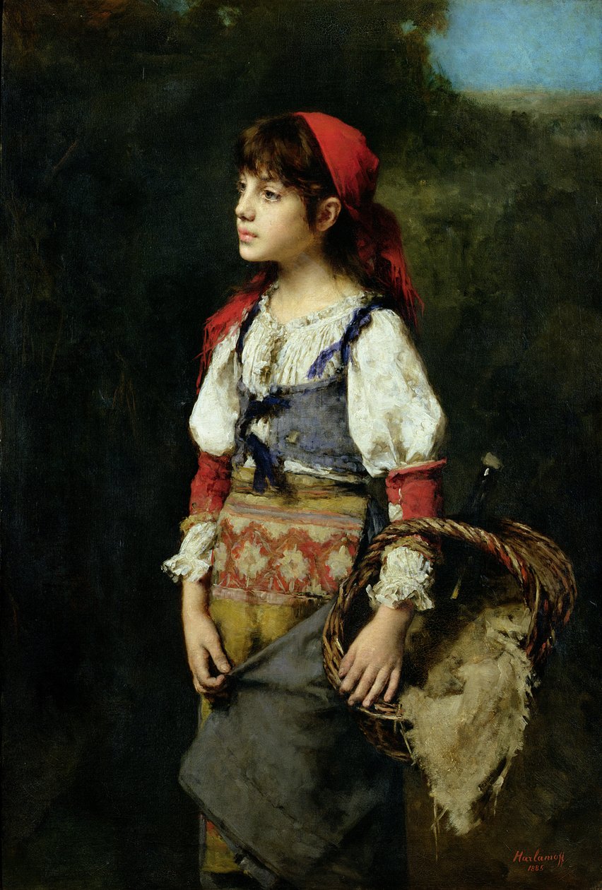 En pen bondepike av Alexei Alexevich Harlamoff