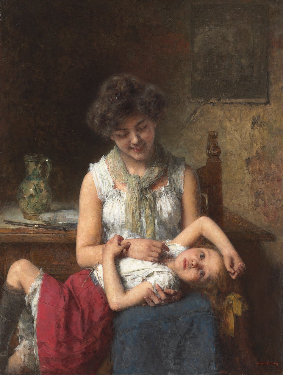 Moody Girl, ca. 1900 av Alexei Alexevich Harlamoff