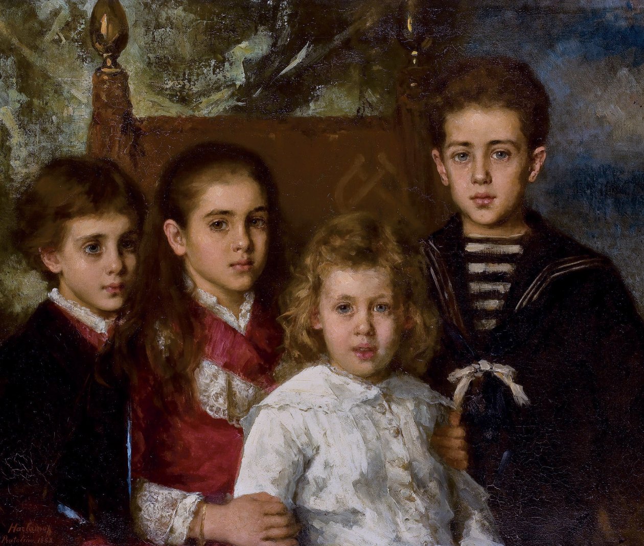 Portrett av barna til Paul Pavlovich Demidoff, 2. prins av San Donato 1839-1885, Avrora, A av Alexei Alexeyevich Harlamov
