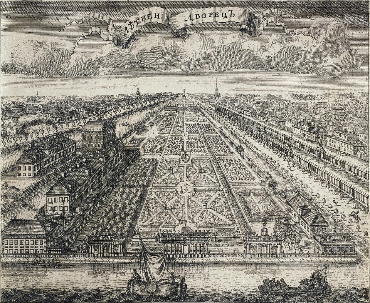 Utsikt over sommerhagen fra elven Neva, 1717 av Alexei Fyodorovich Zubov