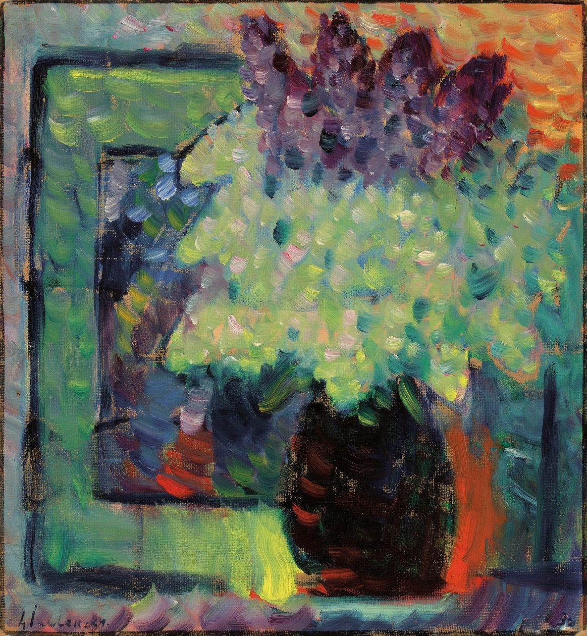 Stor stilleben lilla bukett i vase, 1936. av Alexei Javlensky von