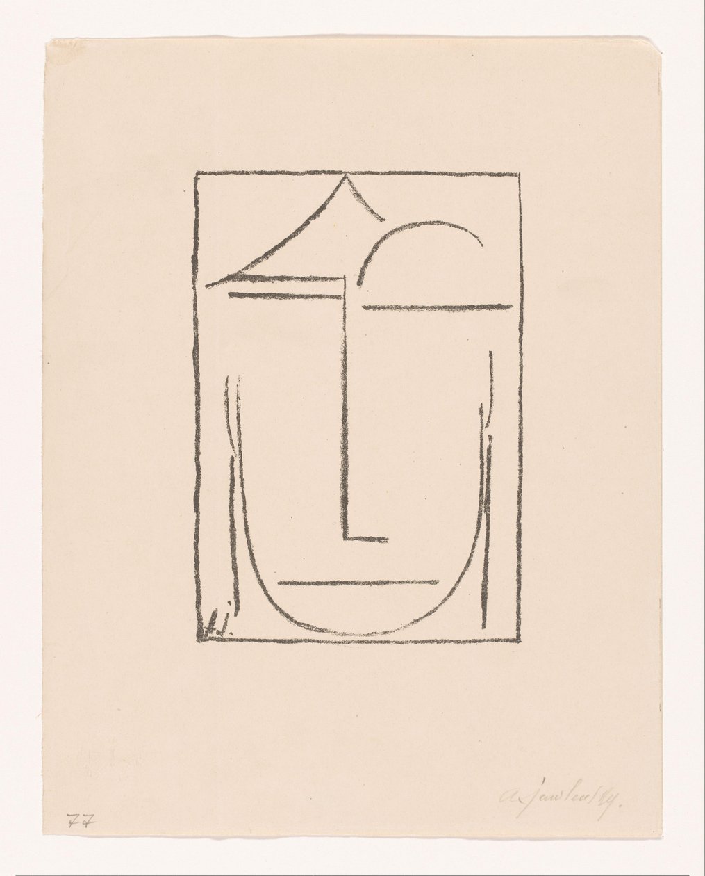 Uten tittel (hode) (hode) stilisert ansikt Kopf I (original tittel) av Alexei Jawlensky (signed by artist)