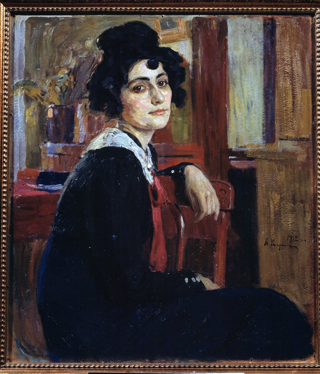 En franskkvinne (En franskkvinne). Maleri av Alexei Mikhaylovich Korin (Korine) (1865-1923), olje på lerret av Alexei Mikhailovich Korin