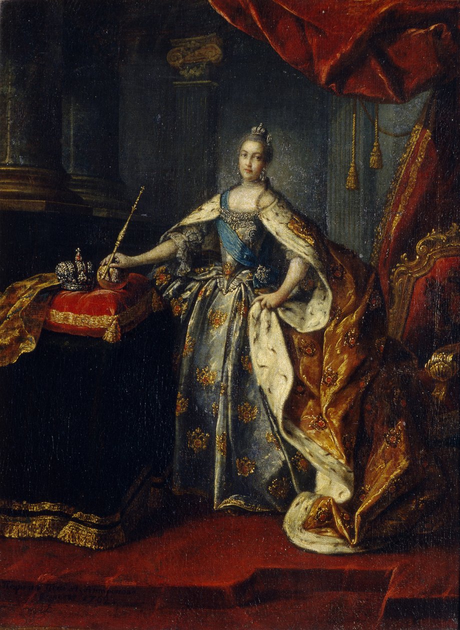 Portrett av keiserinne Katarina II 1729-1796, 1762 av Alexei Petrovich Antropov