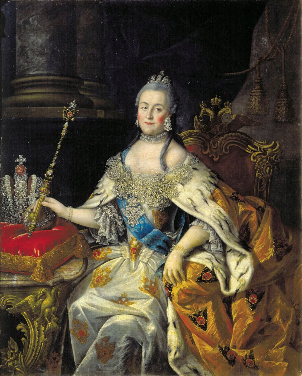 Portrett av keiserinne Catherine II 1729-1796, 1766. av Alexei Petrovich Antropov