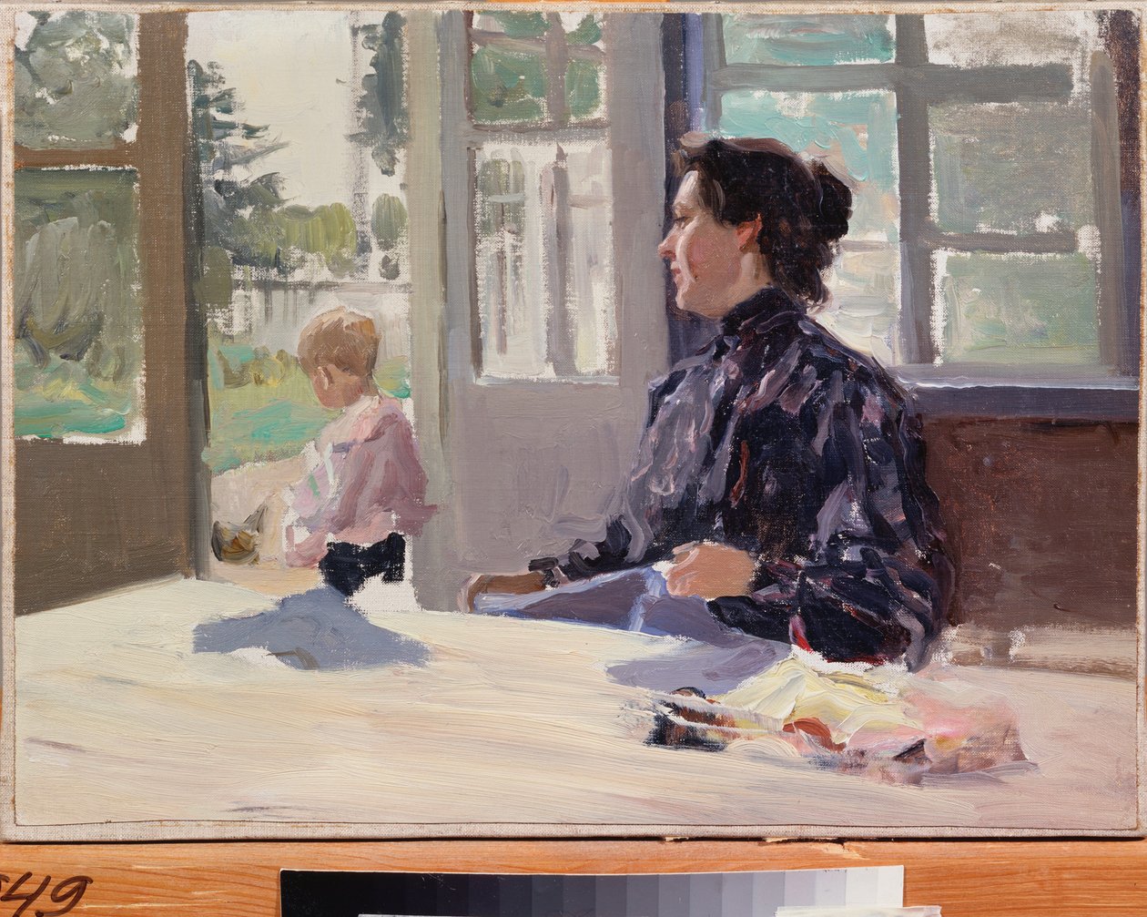 On The Terrace - Maleri av Alexander Stepanovich Stepanov (1858-1923), olje på lerret, russisk kunst, slutten av 1800-begynnelsen av 1900-tallet, modernisme - Statens kunstmuseum, Nizhny Novgorod (Russland) av Alexei Steipanovitch Stepanov