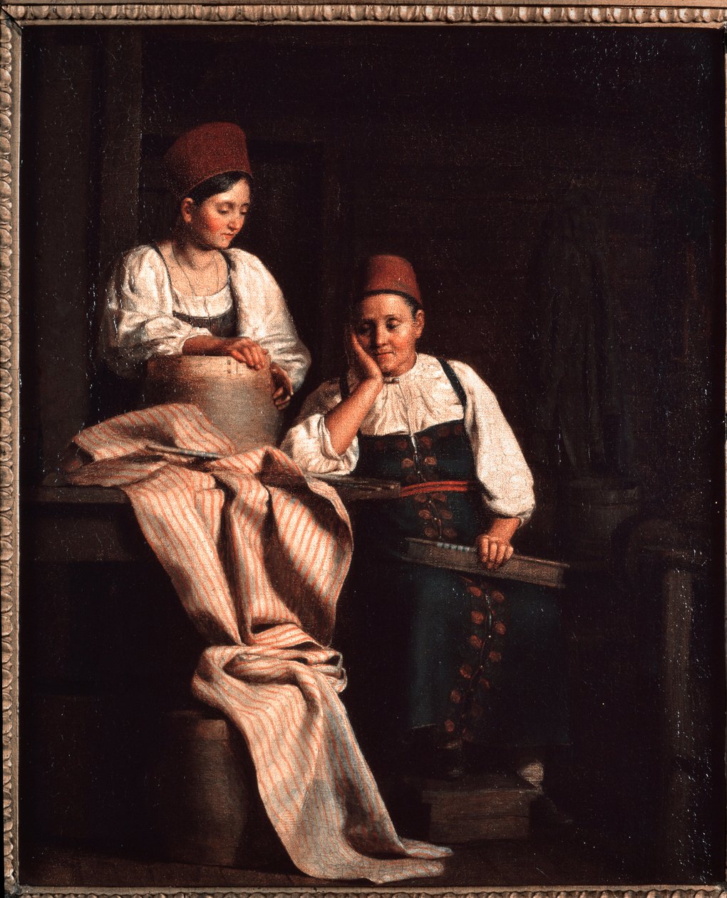 Weavers - Maleri av Alexei Vasilyevich Tyranov (1808-1859), olje på lerret, russisk kunst fra 1800-tallet - Tretyakov-statens galleri, Moskva av Alexei Vasilievich Tyranov