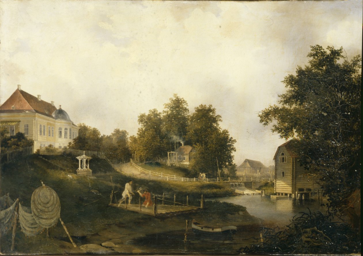 Utsikt i Modest Rezvois landsted Marienhof nær Petersburg, 1846 av Alexei Yakovlevich Voloskov