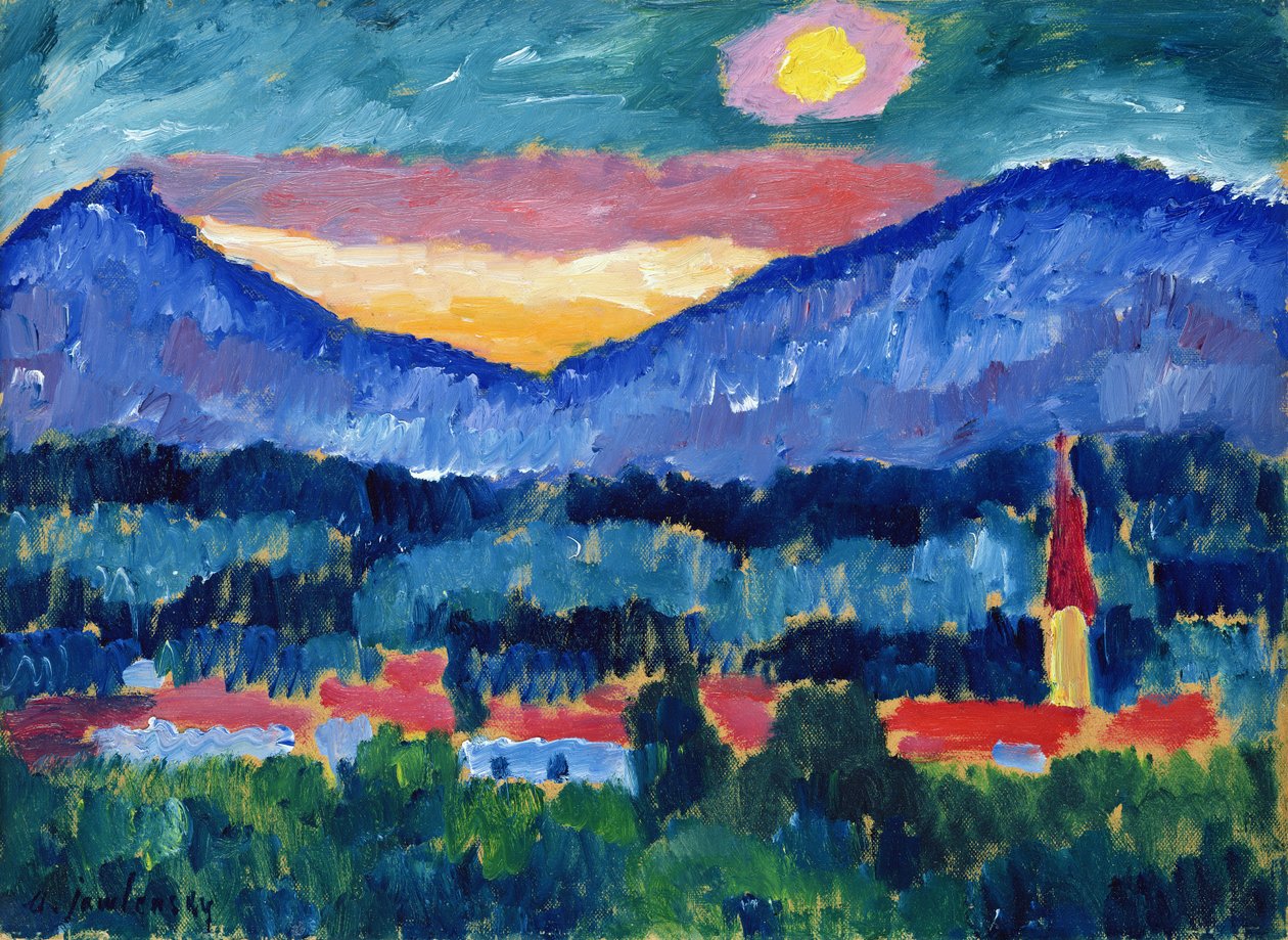 Mountain Village, 1910 (olje på papp) av Alexej von Jawlensky