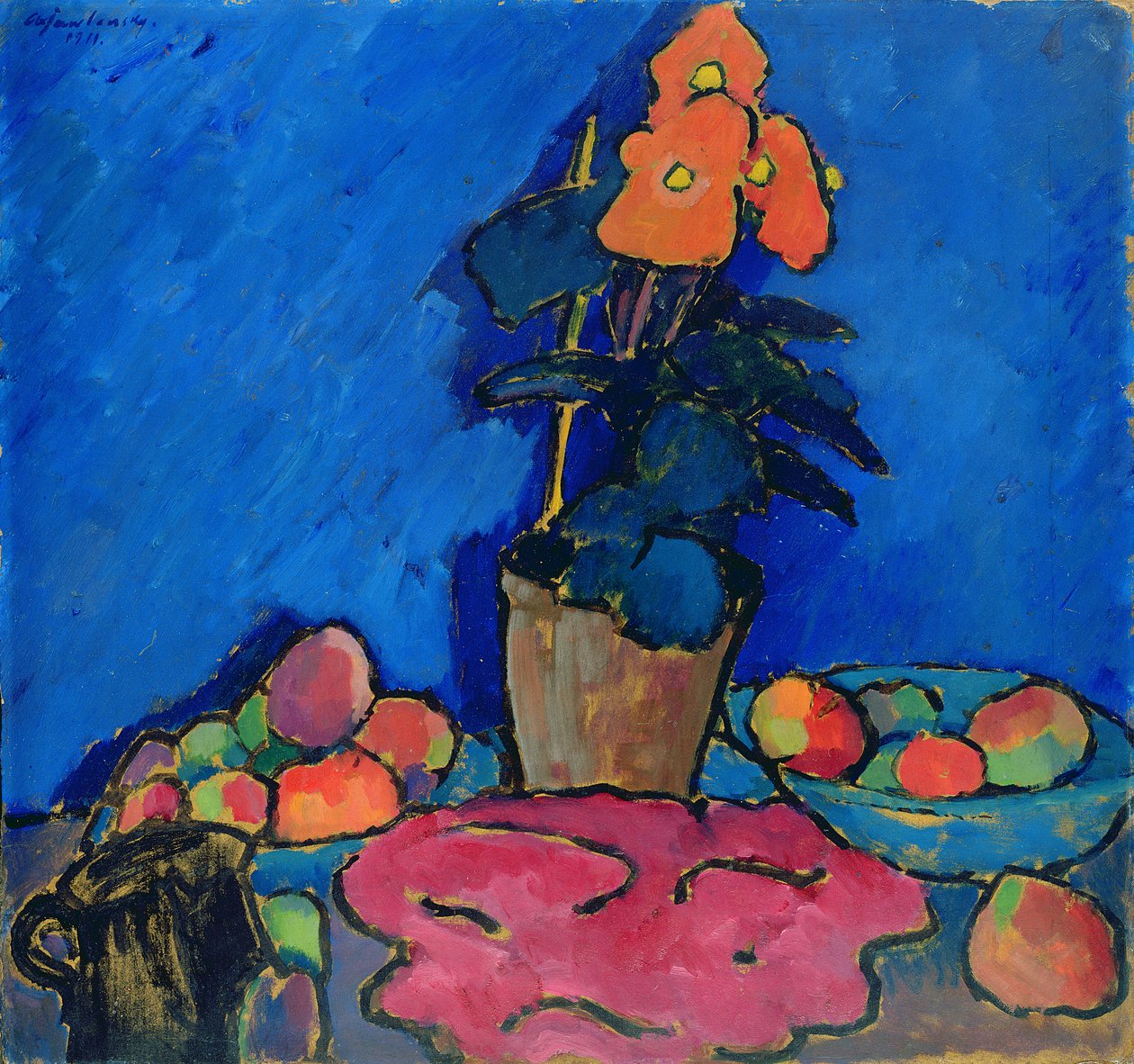 Stilleben med Begonia, 1911 (olje på papp) av Alexej von Jawlensky
