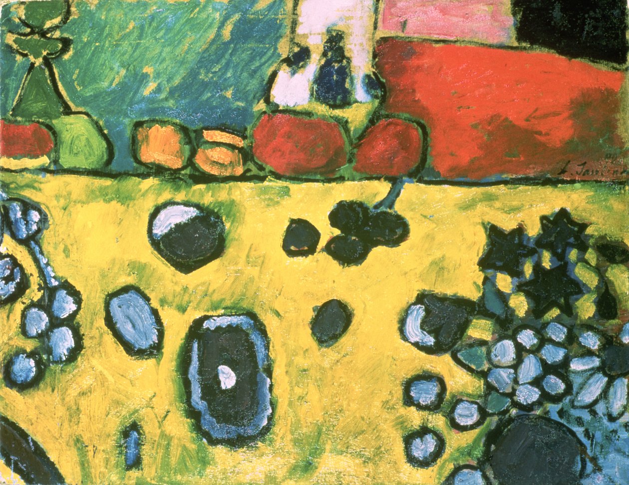 Stilleben med en fargerik duk, 1909 av Alexej von Jawlensky
