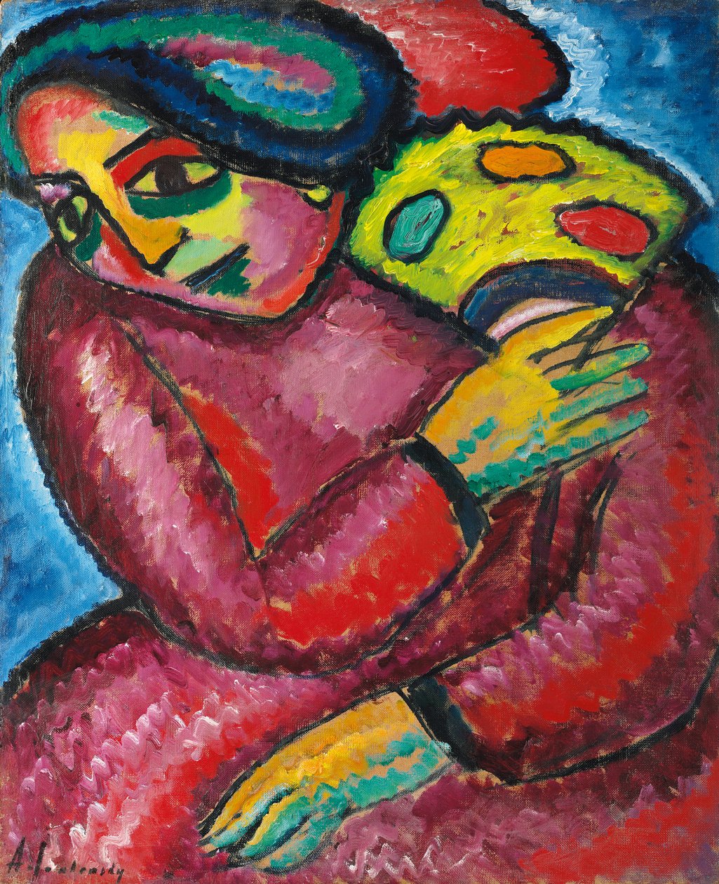 dans med gul vifte; Dans med en gul fan, 1912 av Alexej von Jawlensky