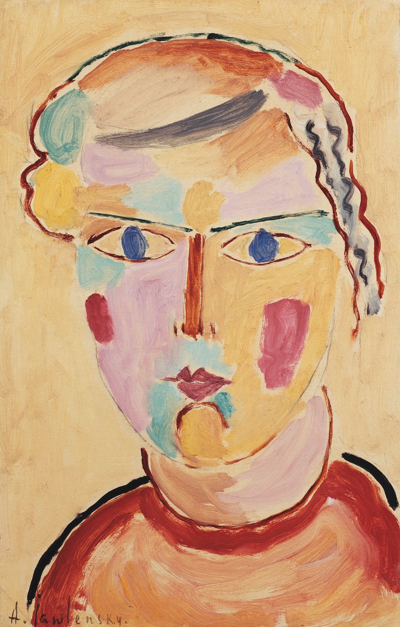 Jente, lys i utseende; Hodet til en jente, lysende tilsynekomst, 1916 av Alexej von Jawlensky