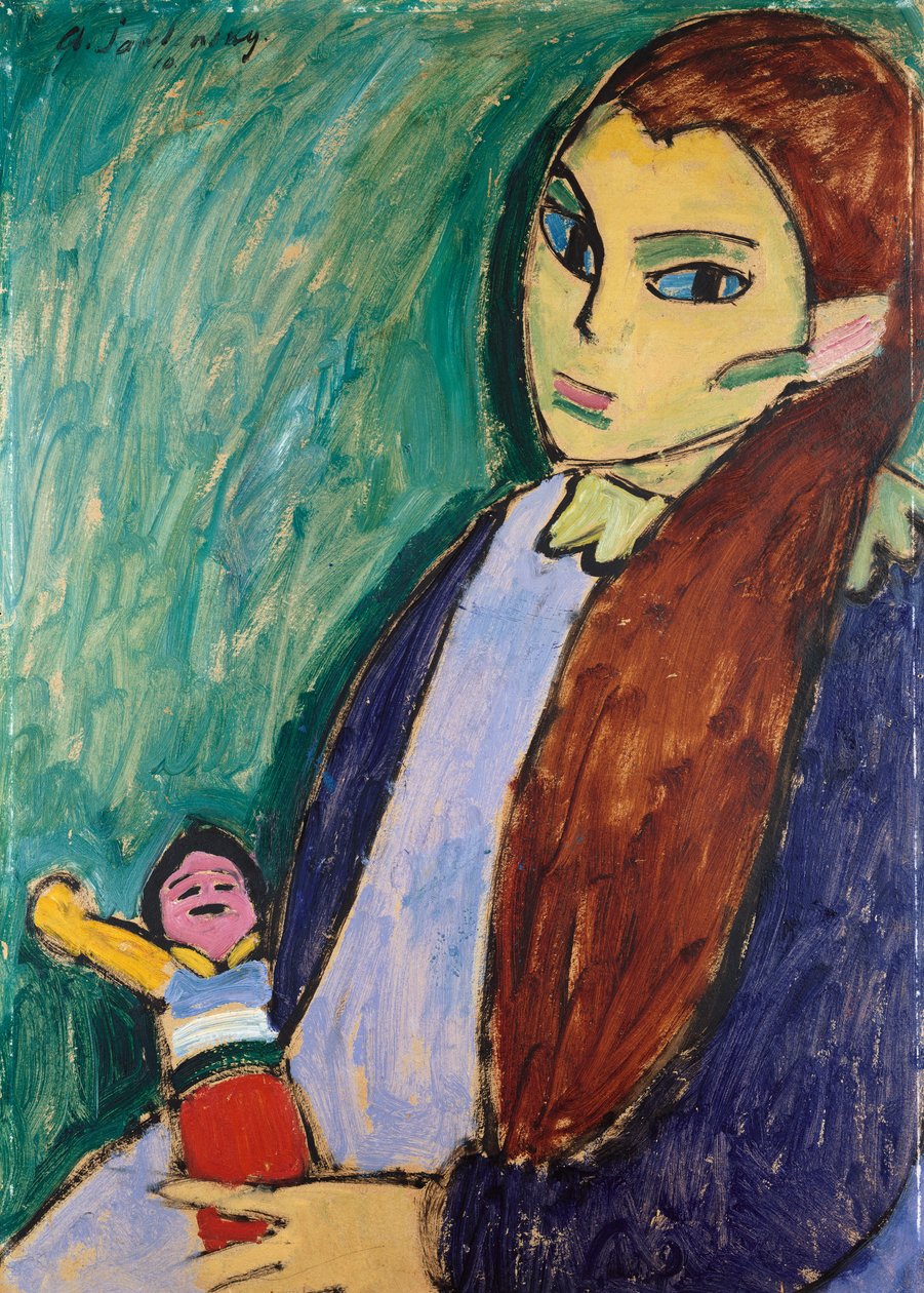 Jente med dukke, 1910 av Alexej von Jawlensky