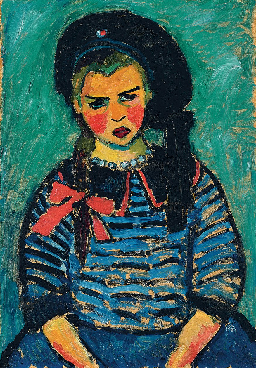 Jente med en rød sløyfe; Jente med rødt sløyfe, 1911 av Alexej von Jawlensky