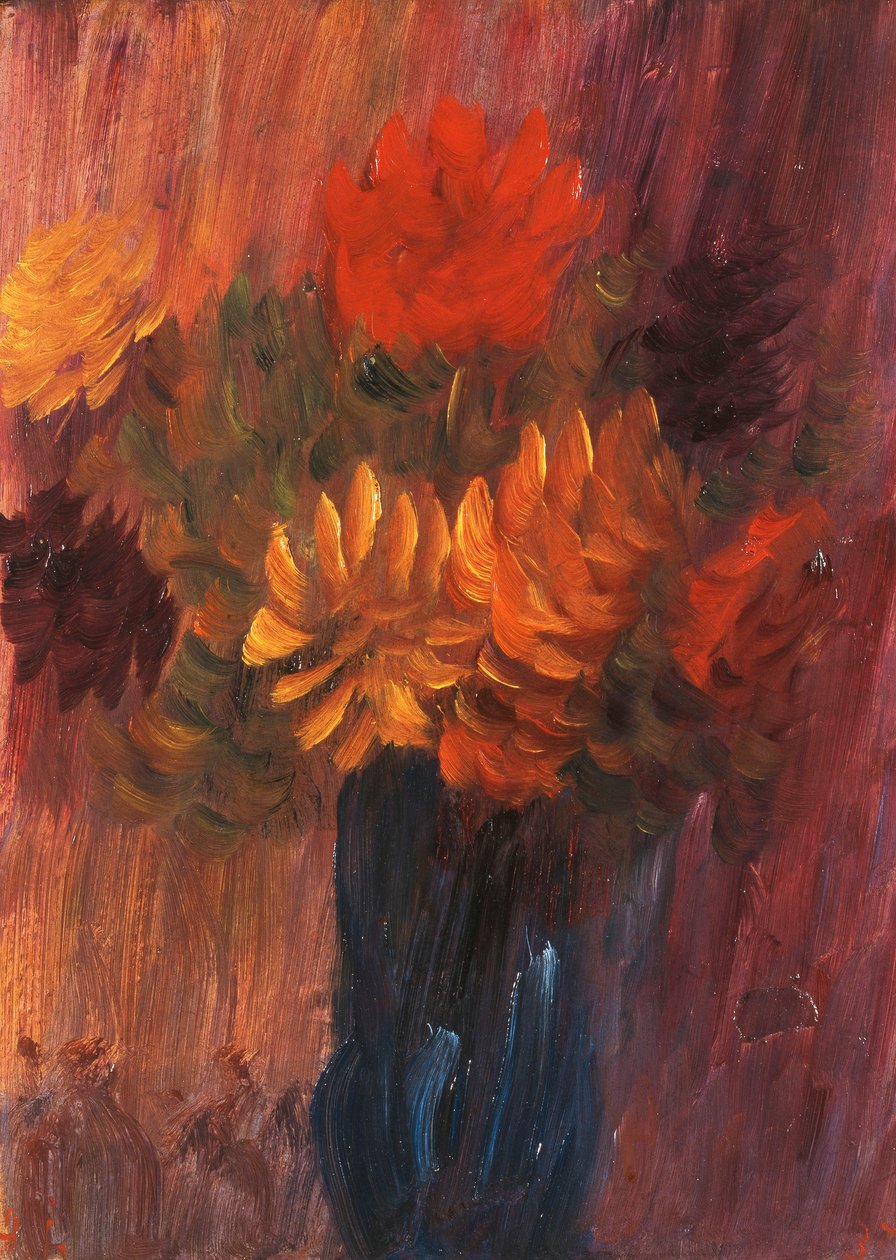 Stor stilleben: Rød og gul Dahlia; Large Still Life: Red and Yellow Dahlia, 1937 av Alexej von Jawlensky
