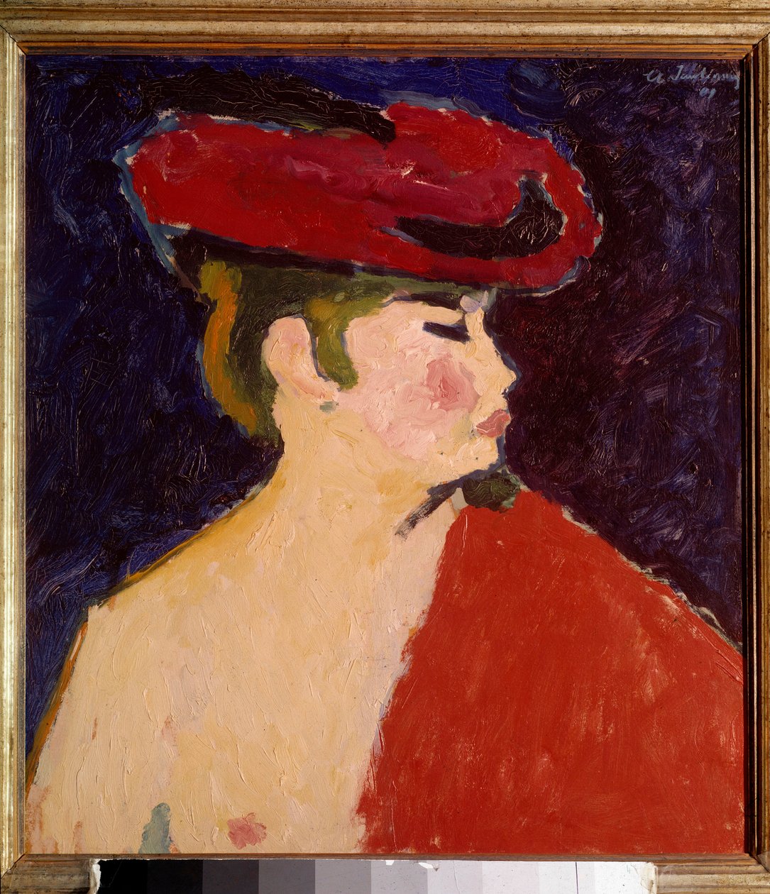 Le chale rouge Maleri av Alexei von Javlensky (Alexi von Jawlensky, Alexej von Javlenski) (1864-1941) München fra det 20. århundre. Stangl Galleri av Alexej von Jawlensky
