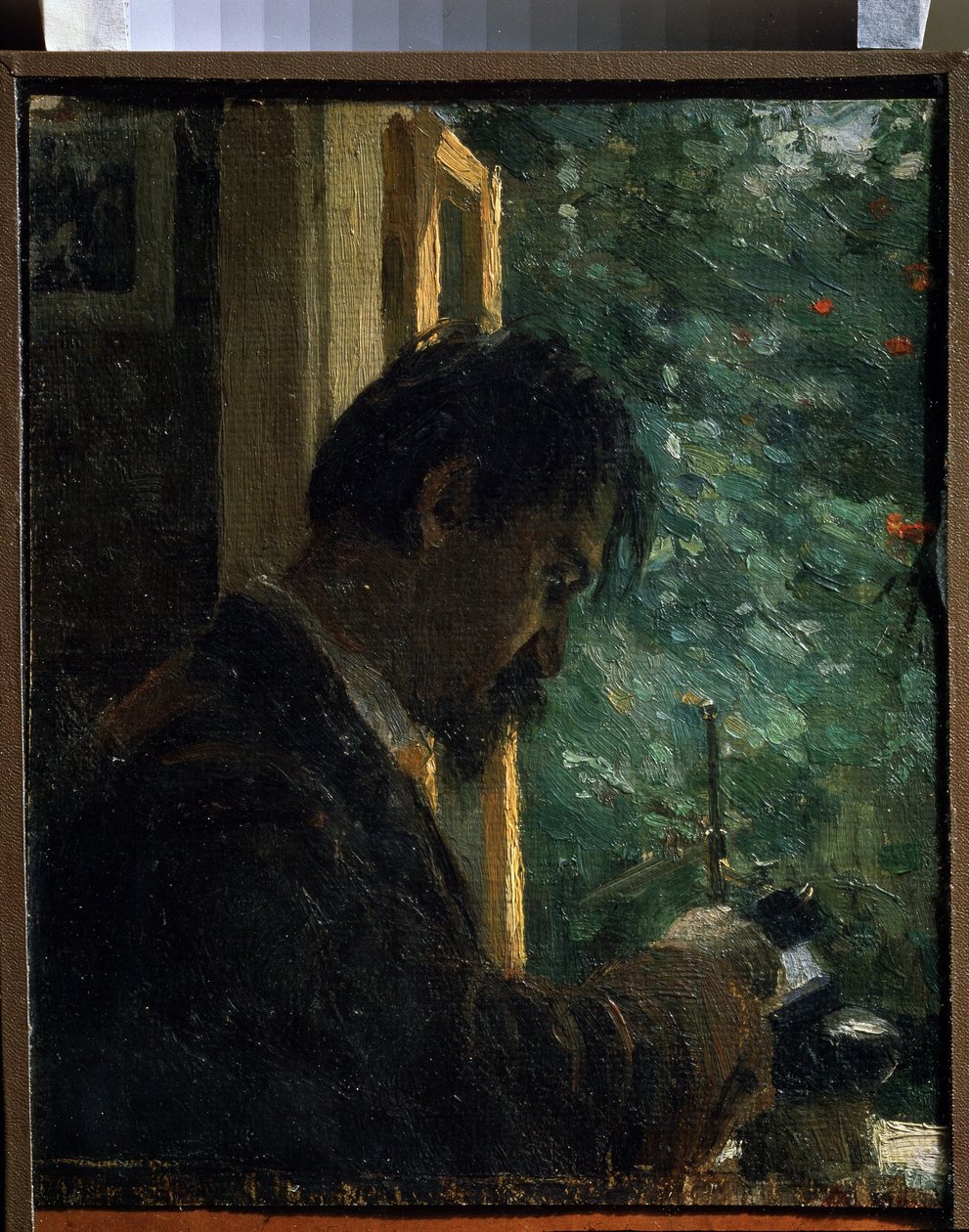 ""Graveren Vasiliy Mate (Mathe) (1856-1917) på jobb"" Maleri av Alexei von Javlensky (Alexi von Jawlensky, Alexej von Javlenski) (1864-1941) 1892 State Russian Museum Saint Petersburg av Alexej von Jawlensky