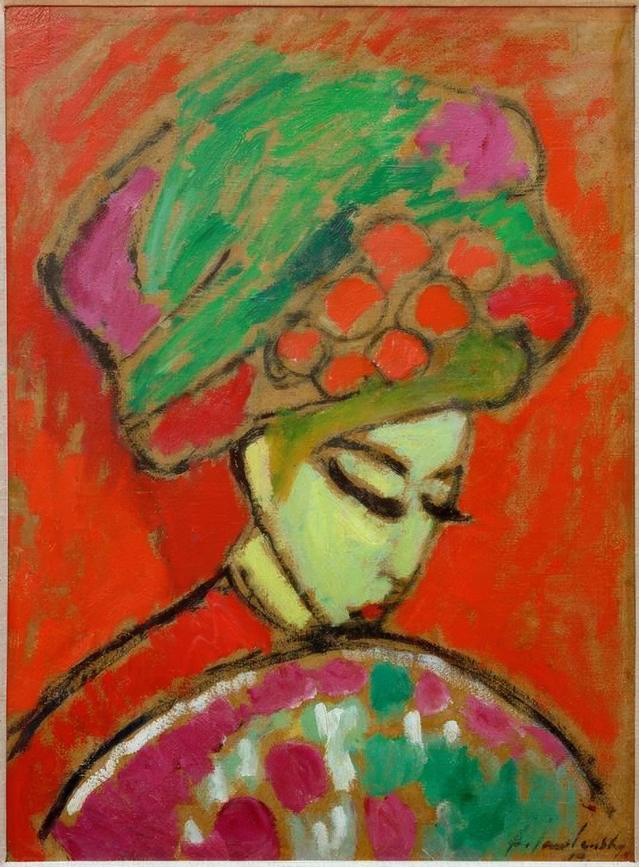 Jente med blomsterhatt av Alexej von Jawlensky