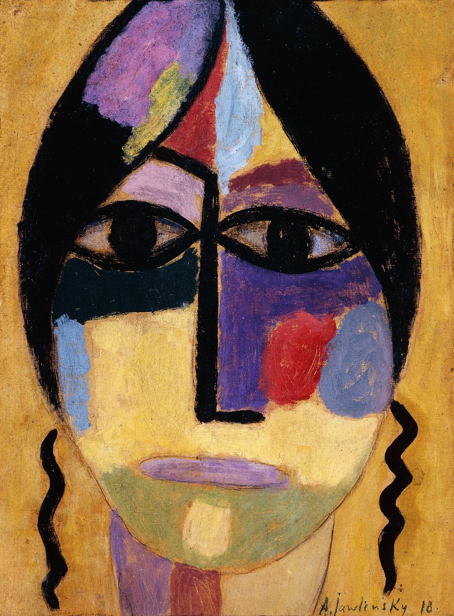 Mystic Head: Ravenwings IV; Mysticher Kopf: Rabenflugel IV, 1918 av Alexej von Jawlensky