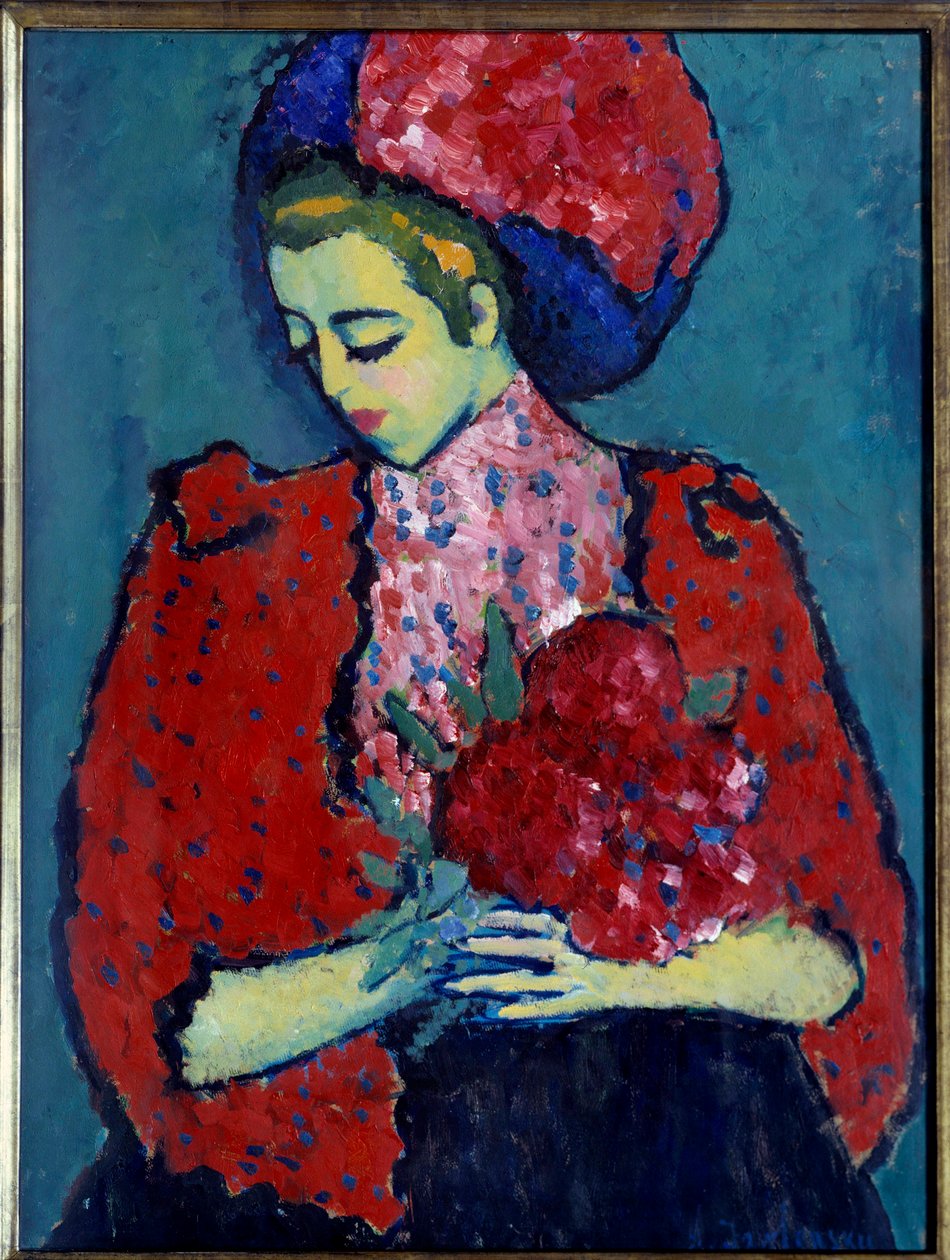 Peony Girl Painting av Alexei von Javlensky (Alexi von Jawlensky, Alexej von Javlenski) (1864-1941) av Alexej von Jawlensky