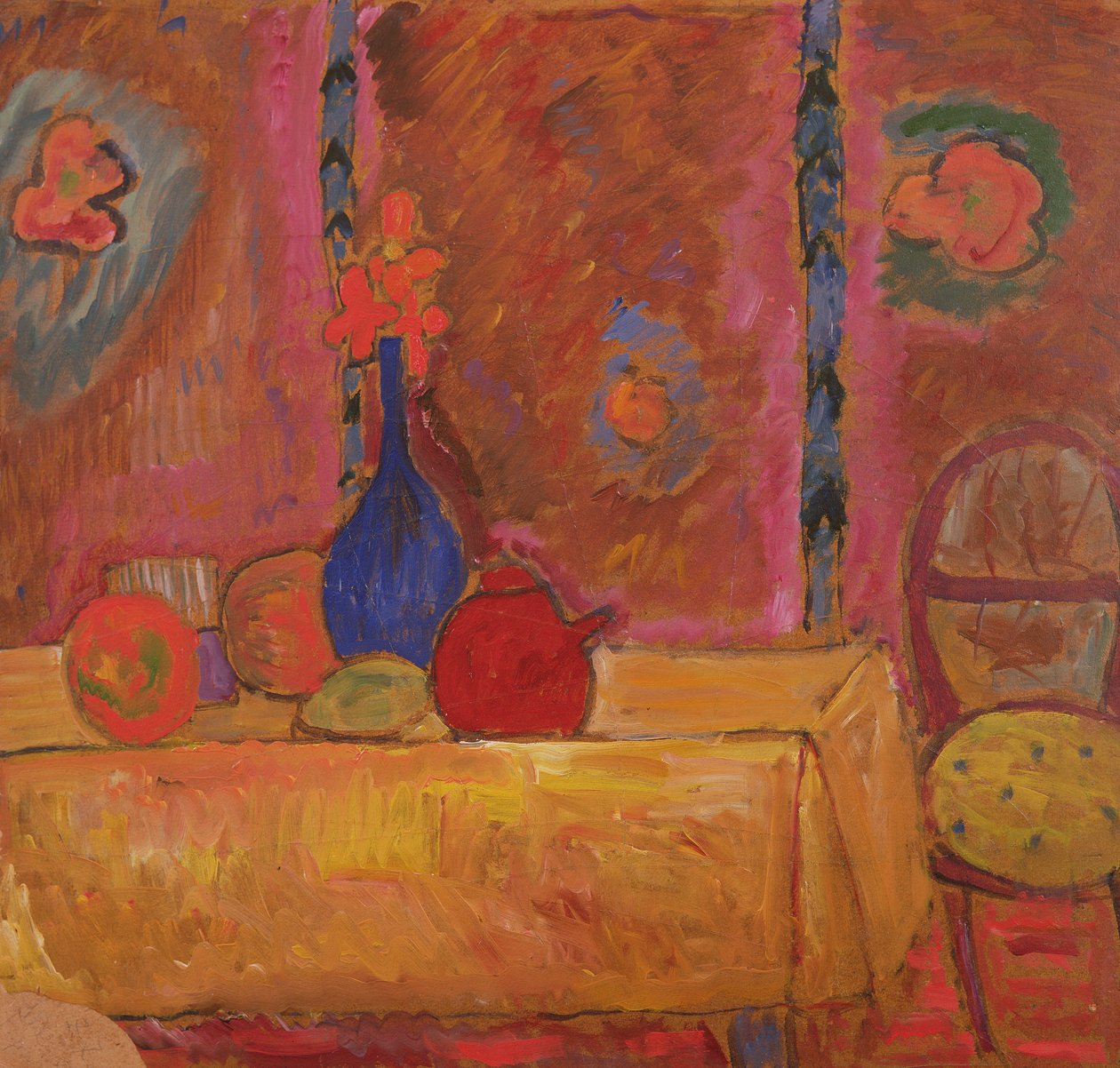 Stilleben med kanne og skulptur på et bord av Alexej von Jawlensky
