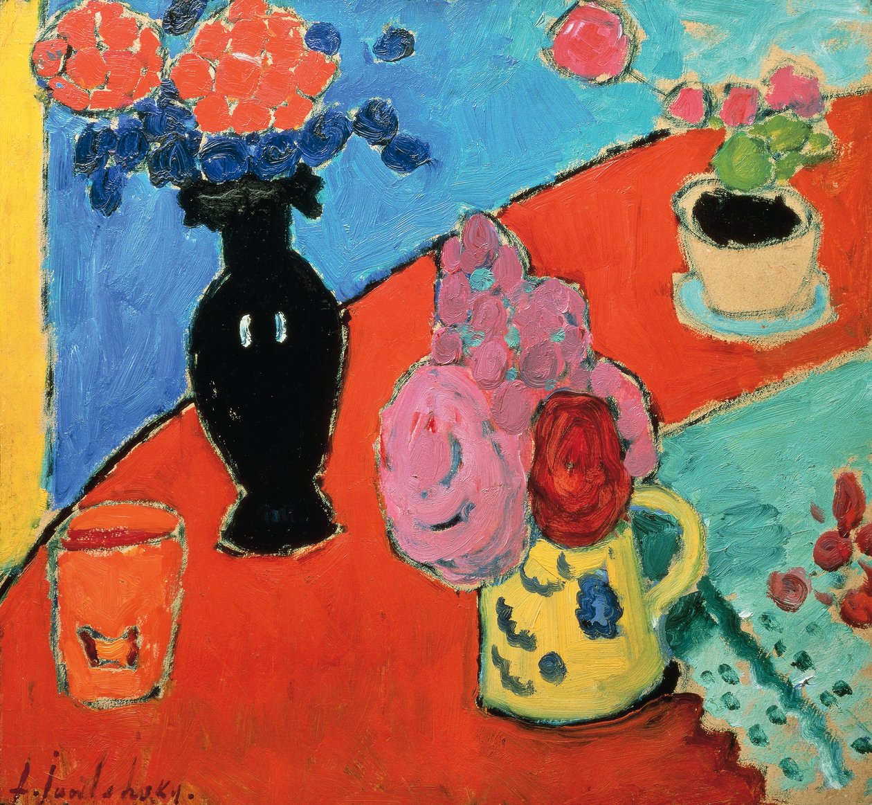 Stilleben med vase og kanne, av Alexei Jawlensky (1864-1941) av Alexej von Jawlensky
