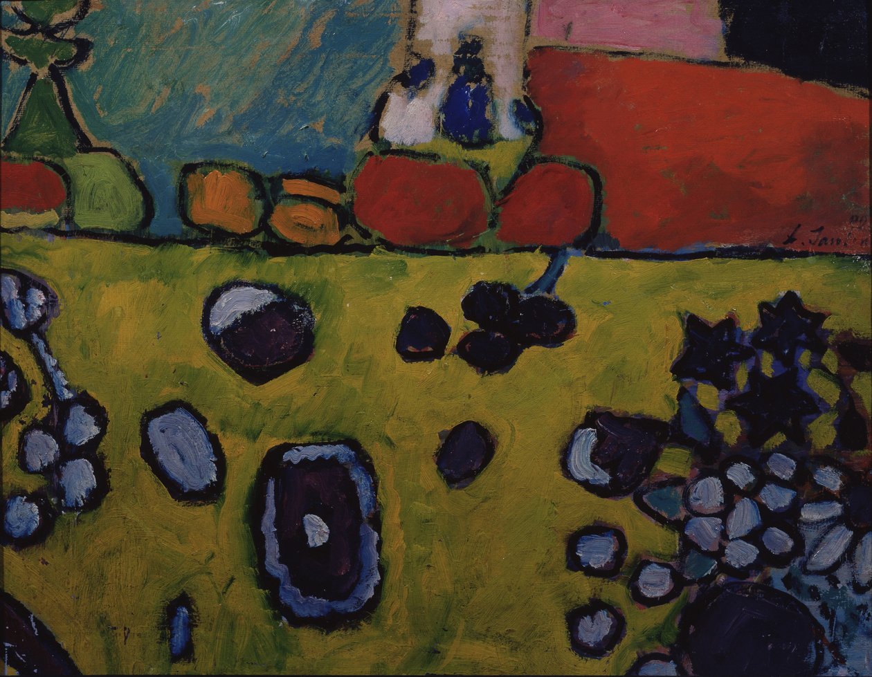 Stilleben med en fargerik duk, 1909 av Alexej von Jawlensky