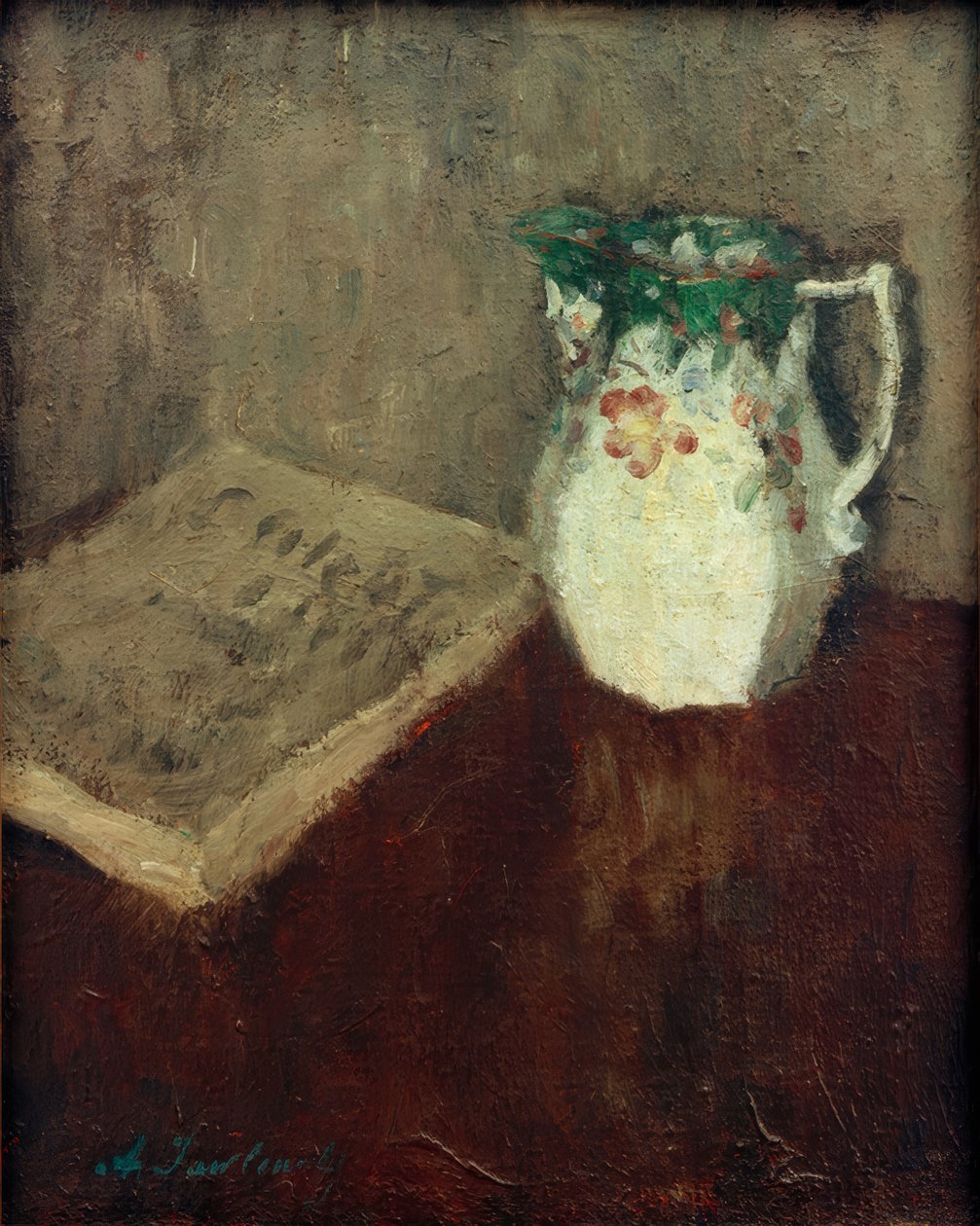 Stilleben med kanne og bok av Alexej von Jawlensky
