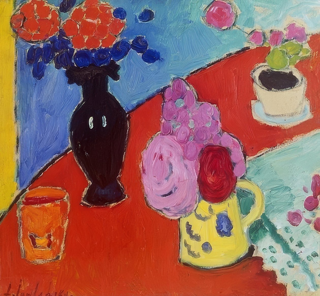 Stilleben med vase og kanne. 1909 av Alexej von Jawlensky