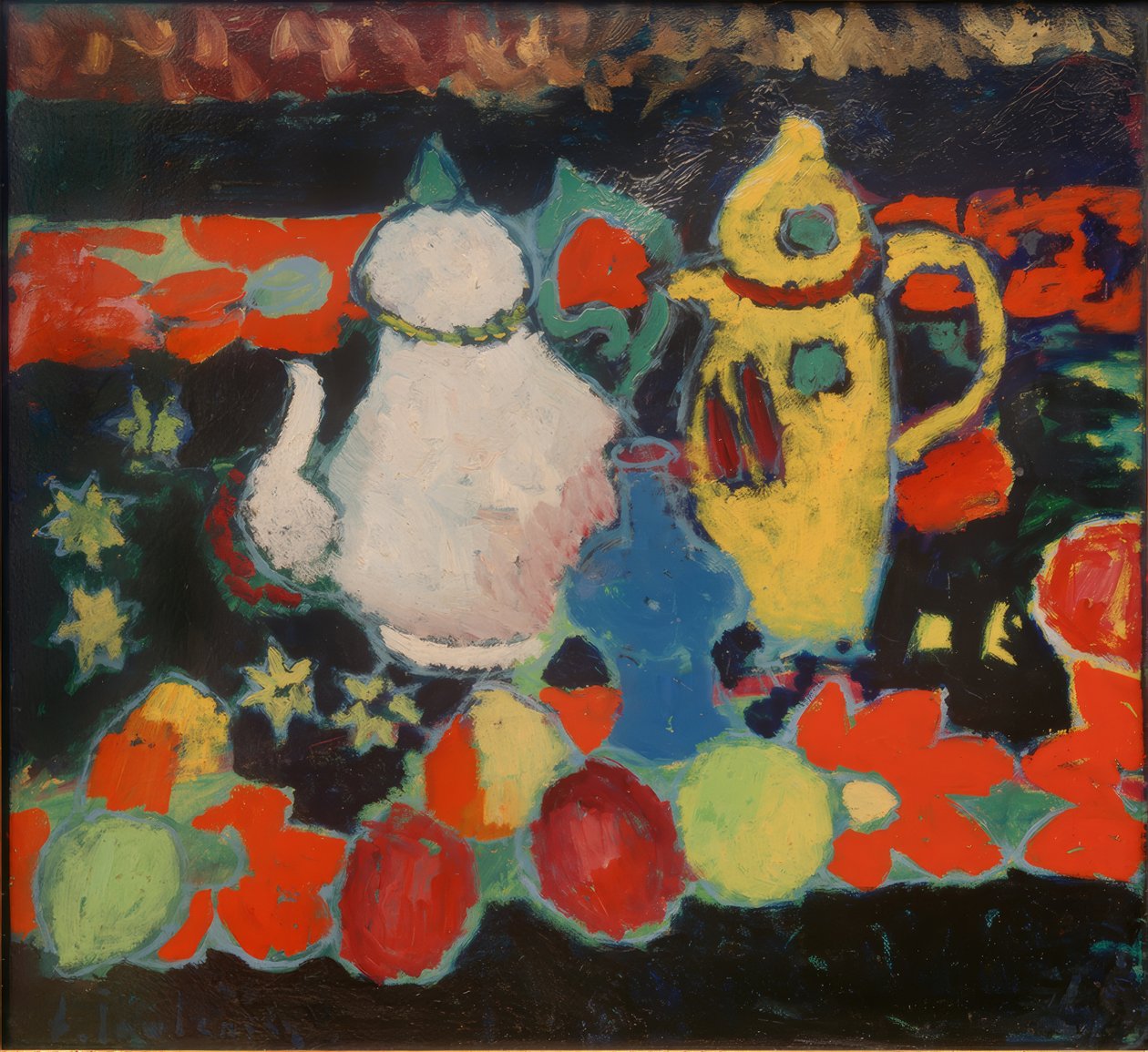Stilleben med gul og hvit kanne av Alexej von Jawlensky