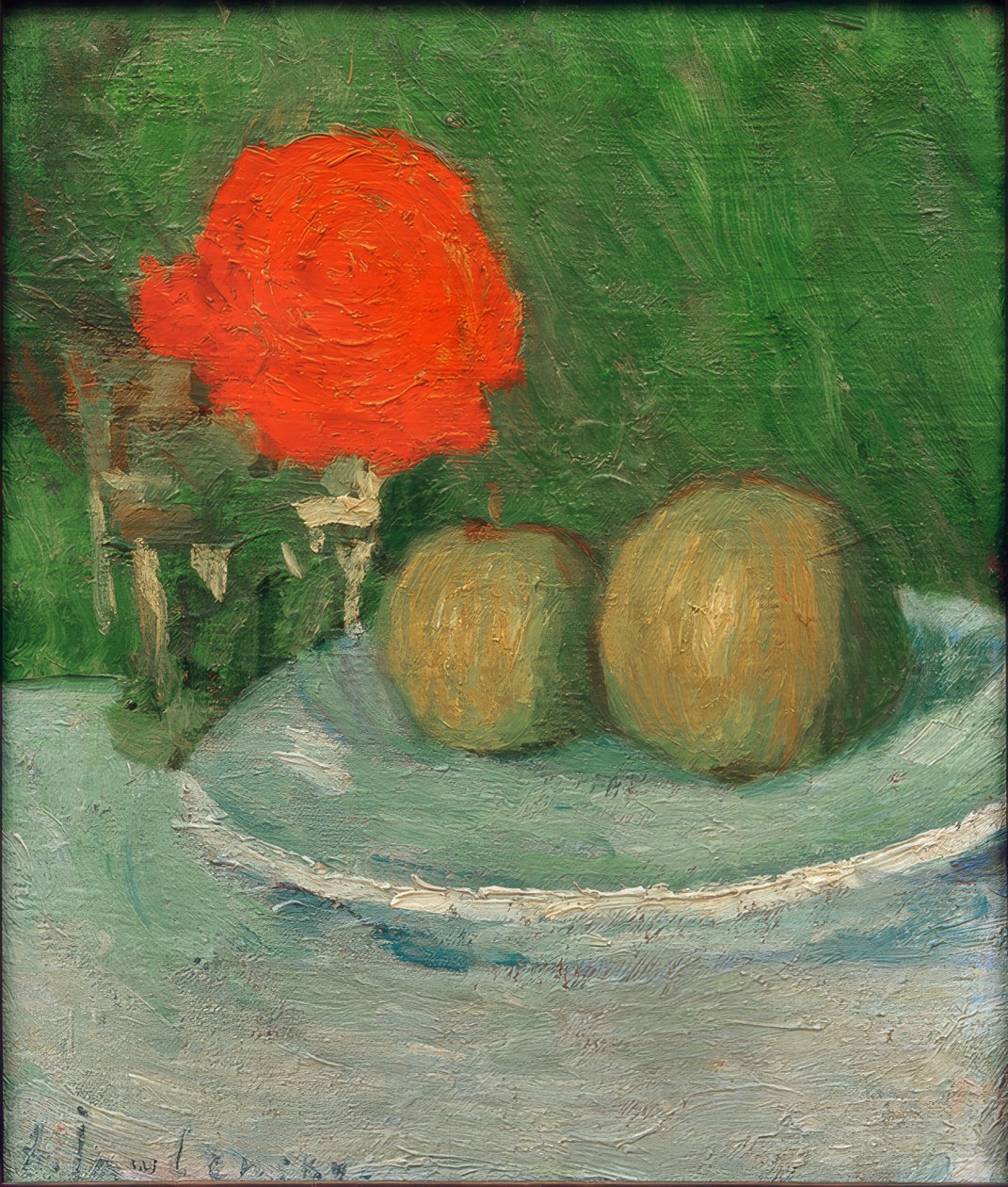 Stilleben med epler og rose av Alexej von Jawlensky